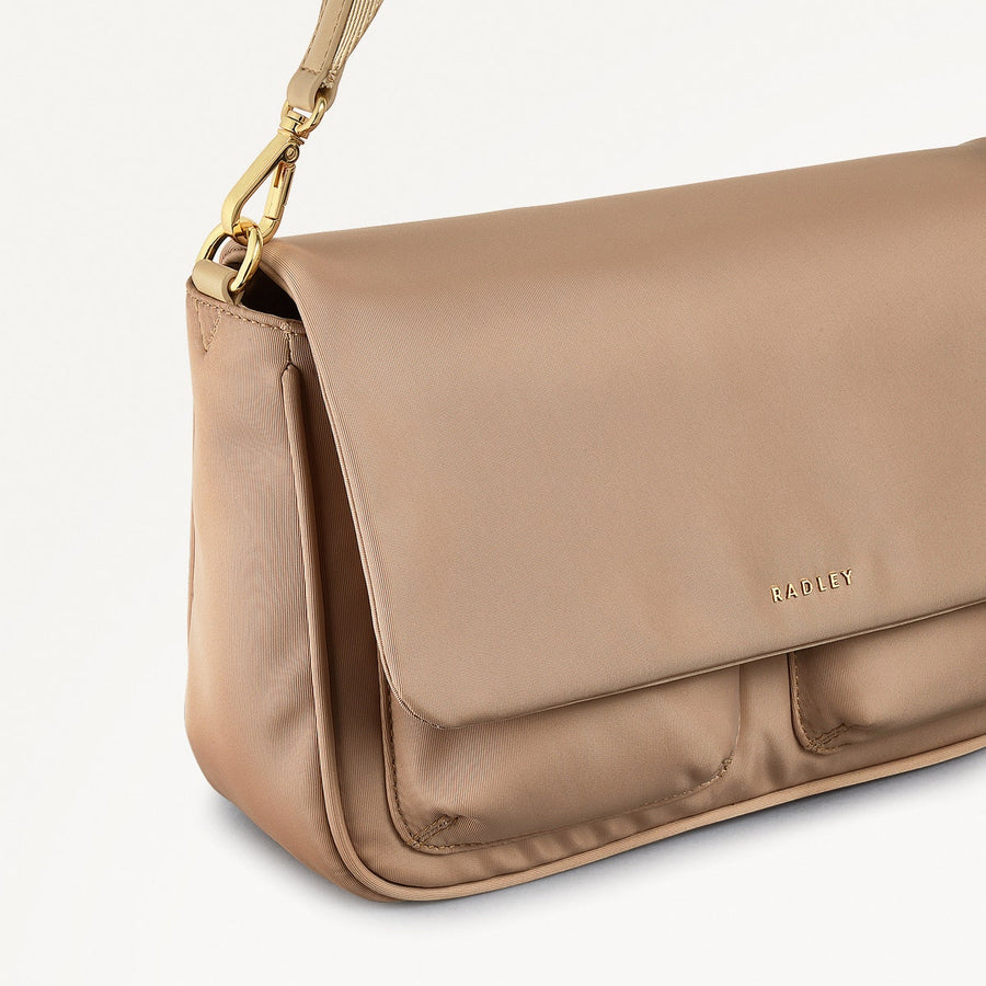 Guildford Grove Fabric Medium Flapover Cross Body Bag in Stone - 110860