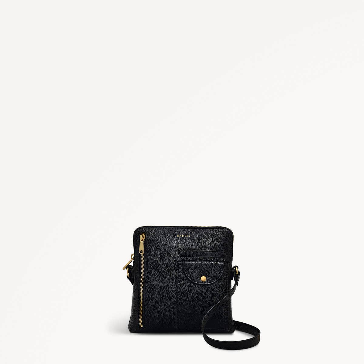 Ridge Park Leather Small Ziptop Crossbody Bag in Black - 110940