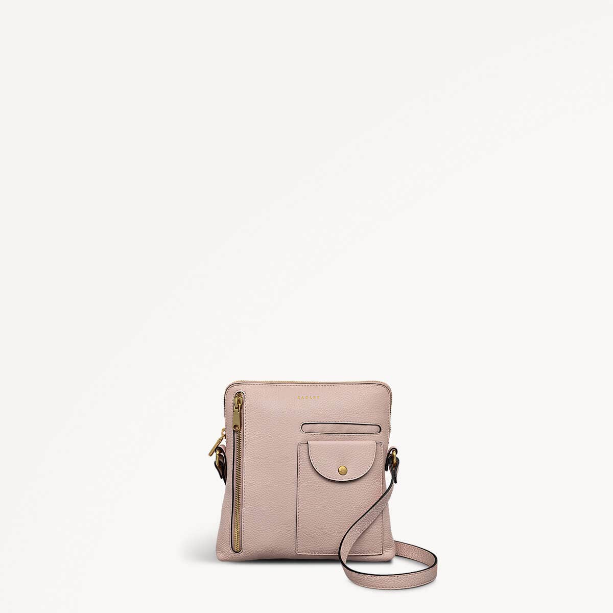 Ridge Park Leather Small Ziptop Crossbody Bag in Clay Pink - 110941