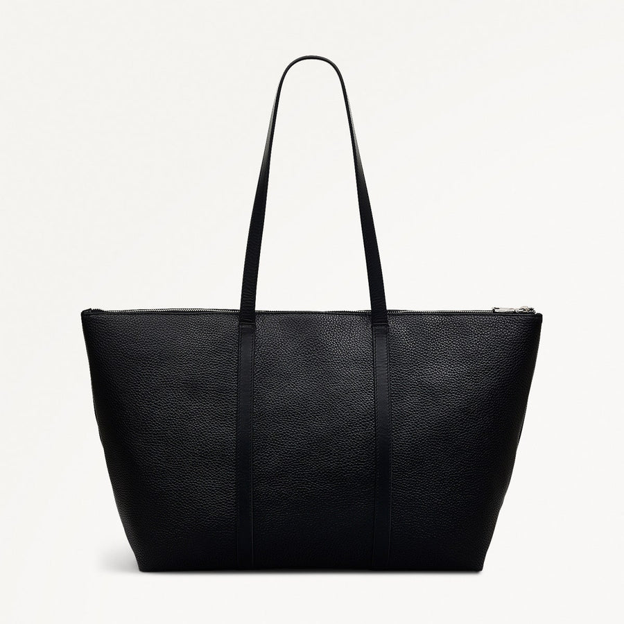 Lynton Close Leather Large Ziptop Tote Bag in Black - 111274