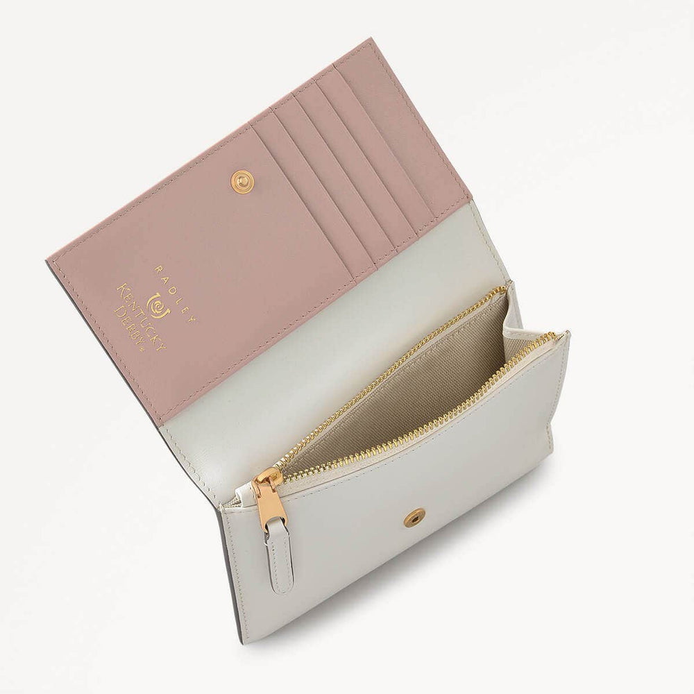 Kentucky Derby SS25 Leather Medium Flapover Wallet in Chalk - 111332