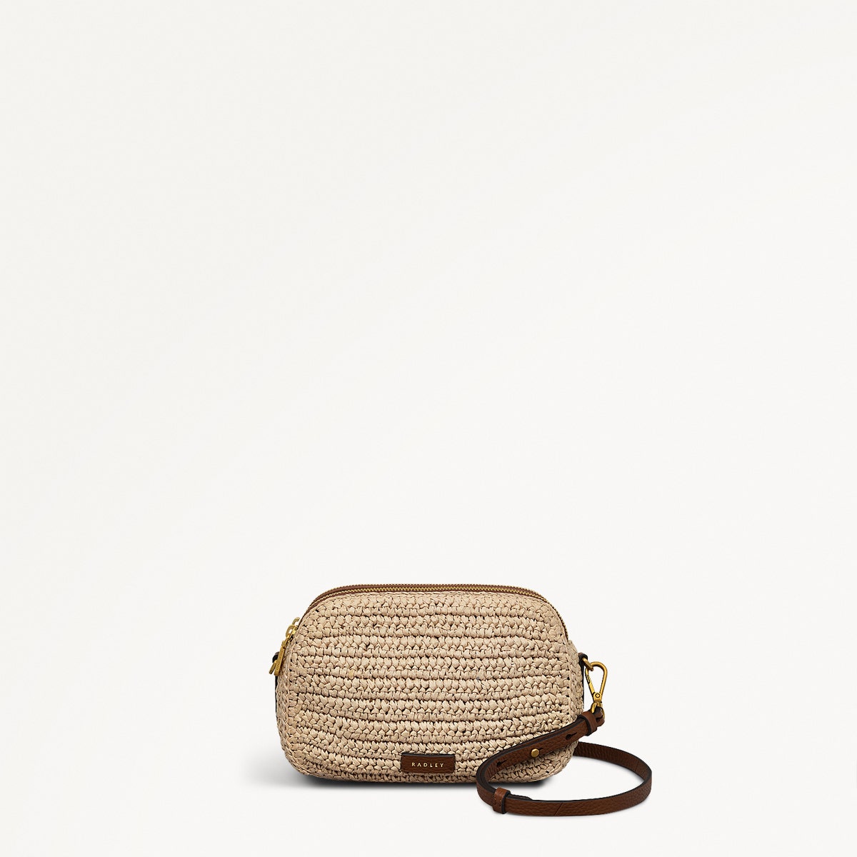 Dukes Place Leather Medium Ziptop Cross Body Bag in Natural - 111374