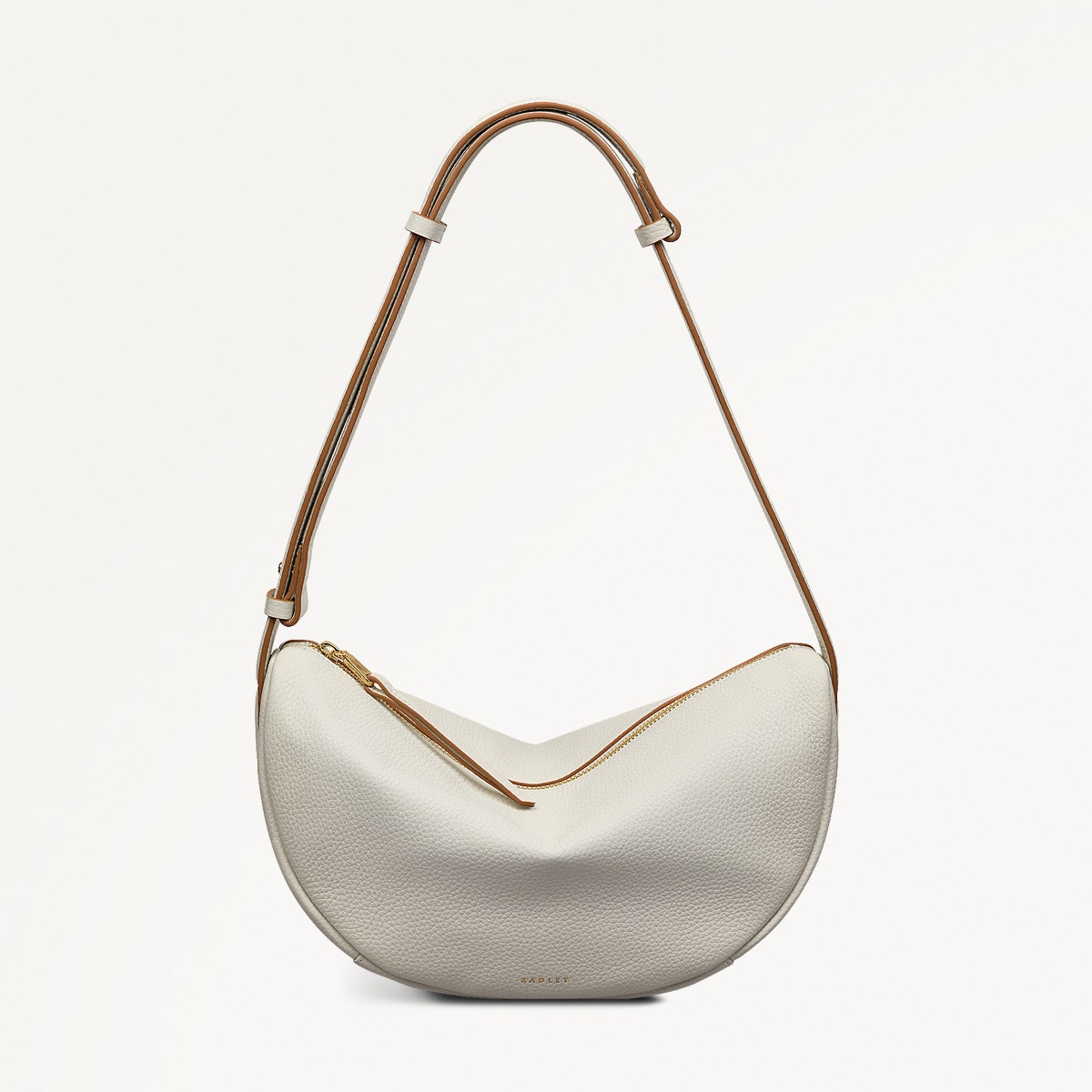 Dukes Place Leather Medium Ziptop Sling Bag in Chalk - 111388