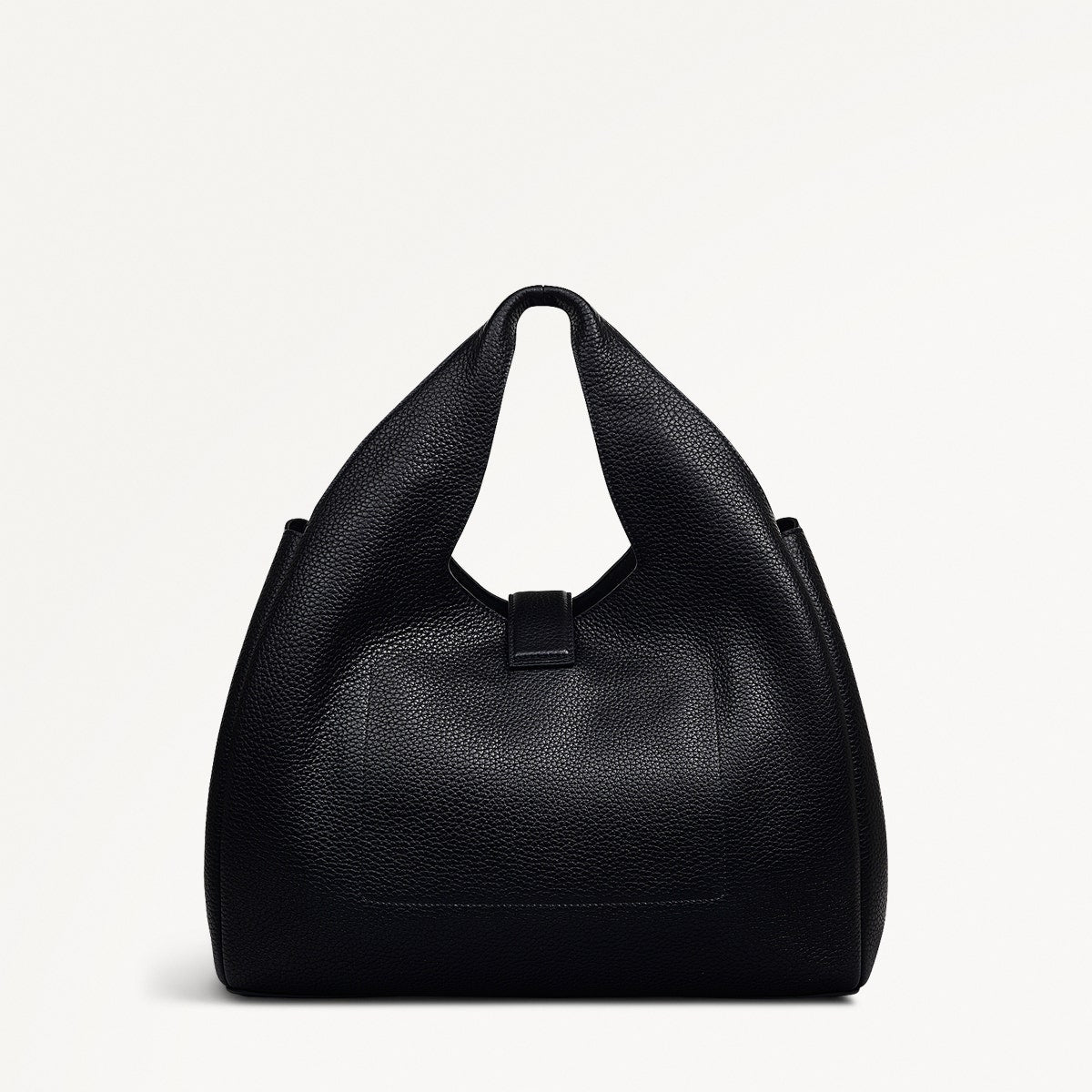 Sloane Street Leather Medium Ziptop Grab Bag in Black - 111415