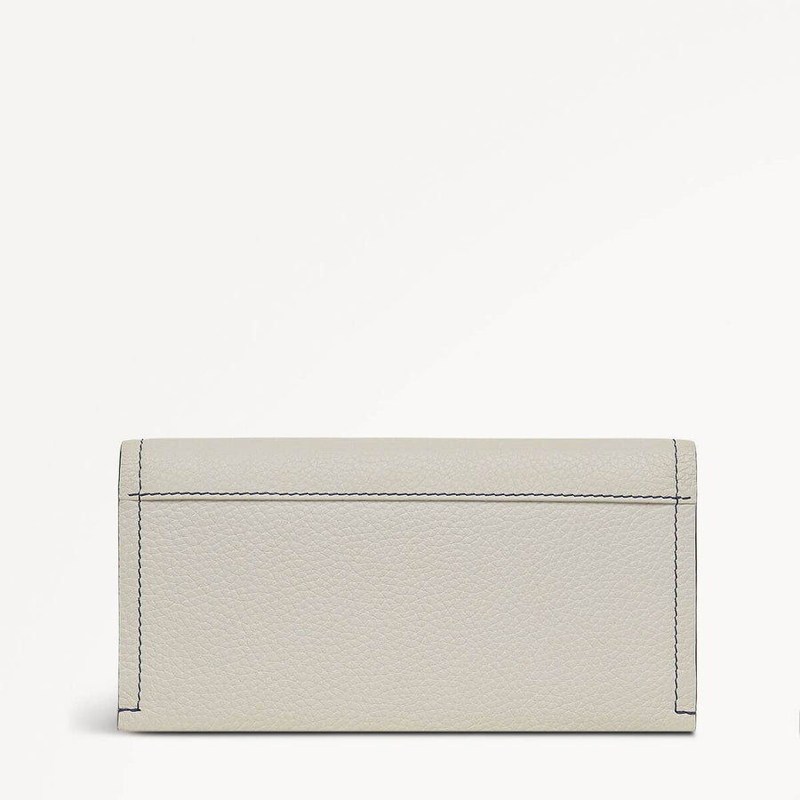 Cut Out Floral Leather Large Flapover Wallet in Chalk - 111421