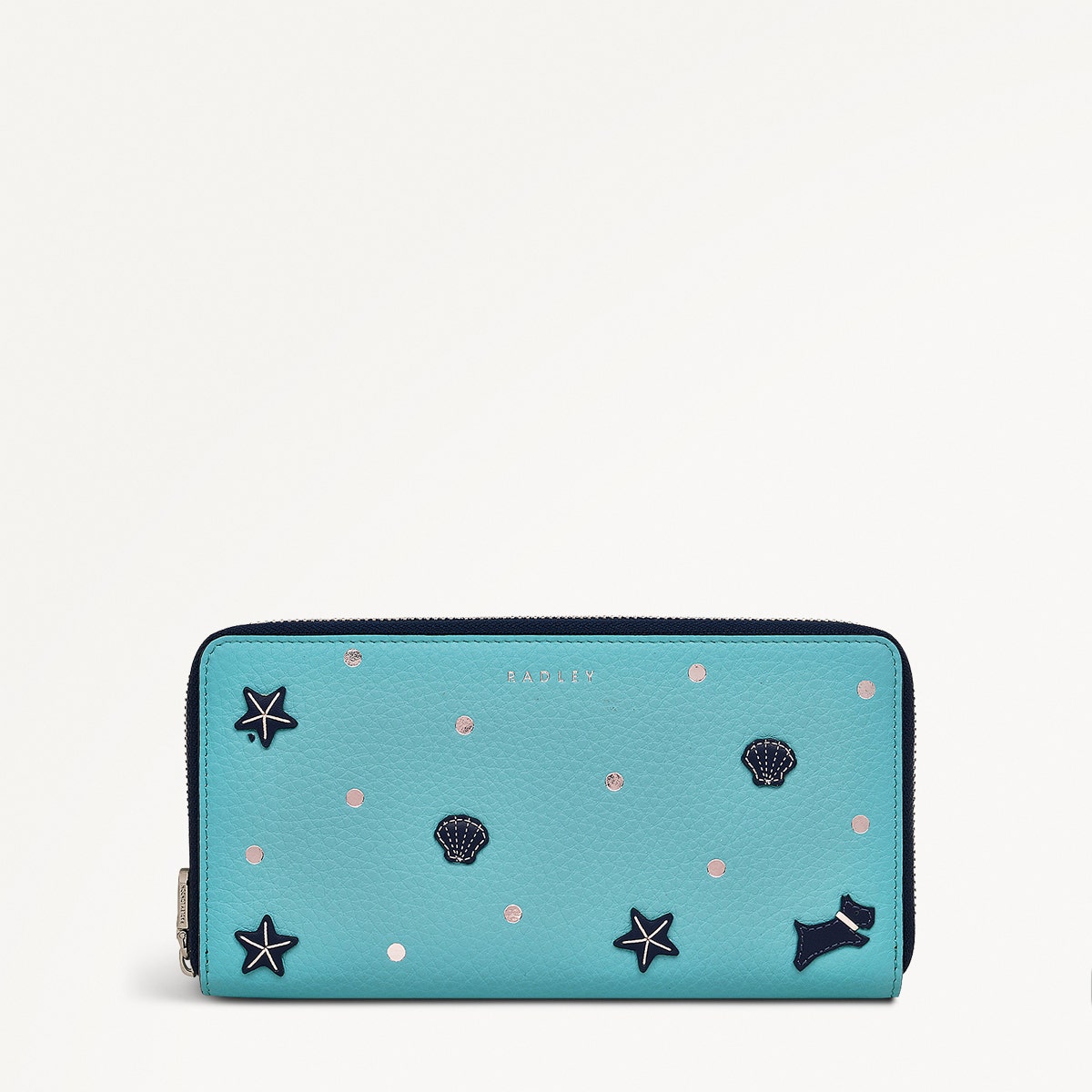 Starfish And Seashells Leather Large Zip Around Wallet in Maldives - 111424