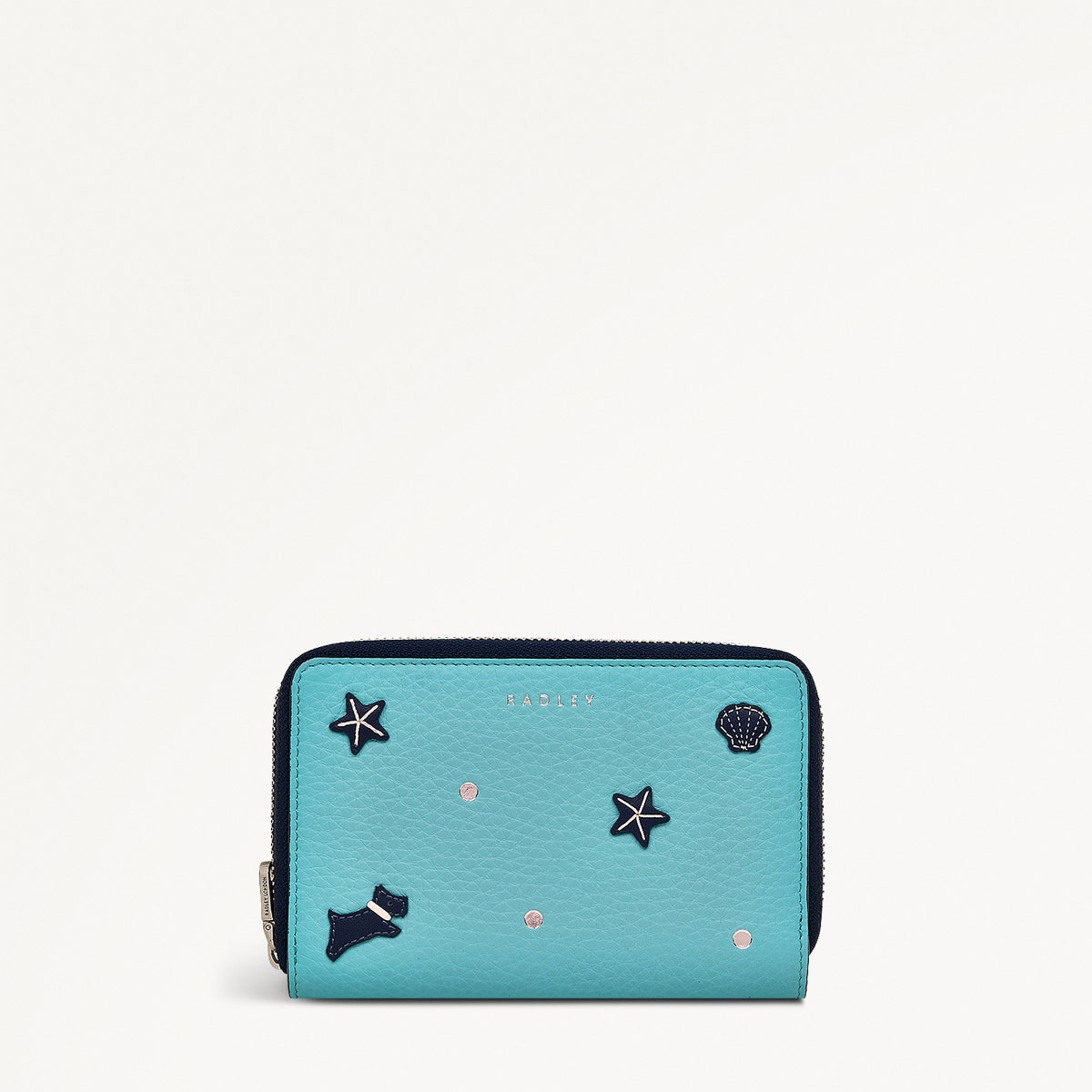 Starfish And Seashells Leather Medium Zip Around Wallet in Maldives - 111425