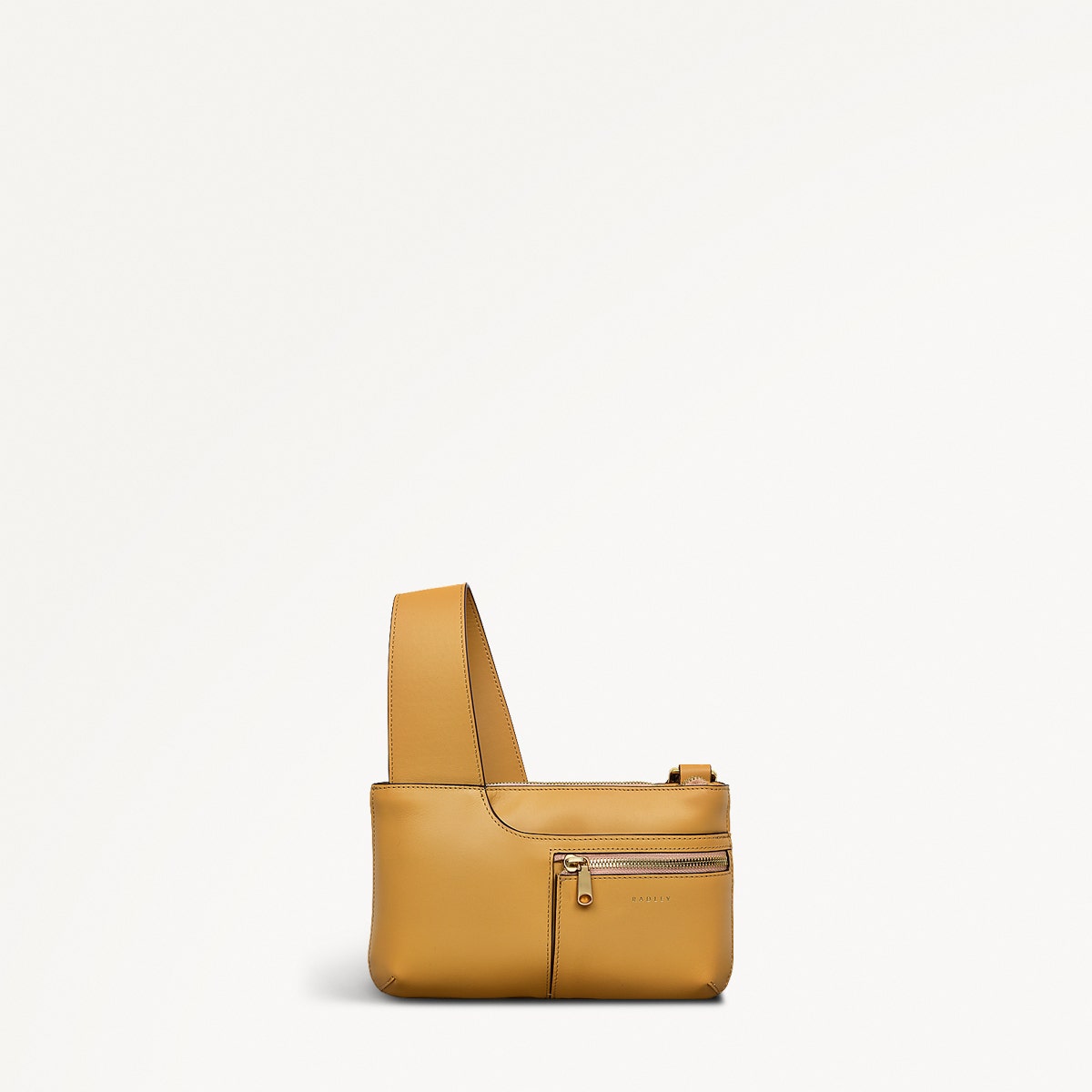 Pockets Leather Mini Ziptop Cross Body Bag in Pecan - 111429