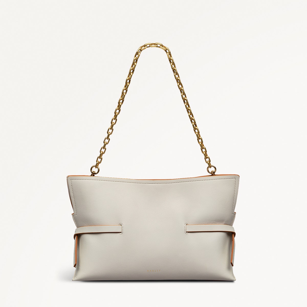 Fleet Street Leather Medium Open Top Clutch Bag in Chalk - 111435