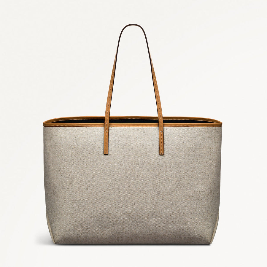 Sutherland Row Fabric Large Open Top Tote Bag in Saddle - 111446