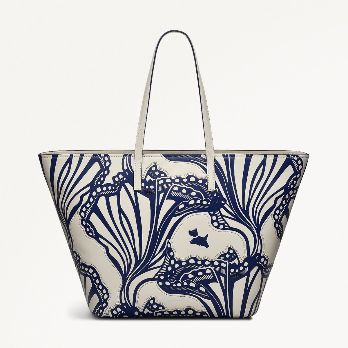 Under The Sea Leather Large Open Top Tote Bag in Chalk - 111455