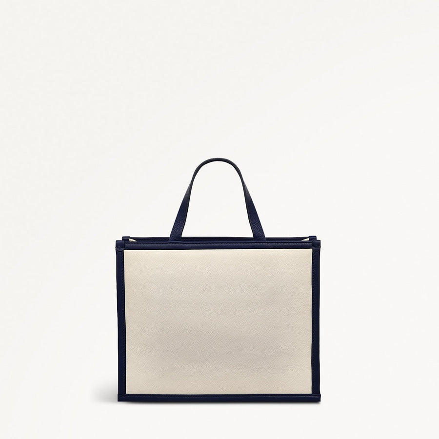 Under The Sea Leather Small Ziptop Grab Bag in Chalk - 111456