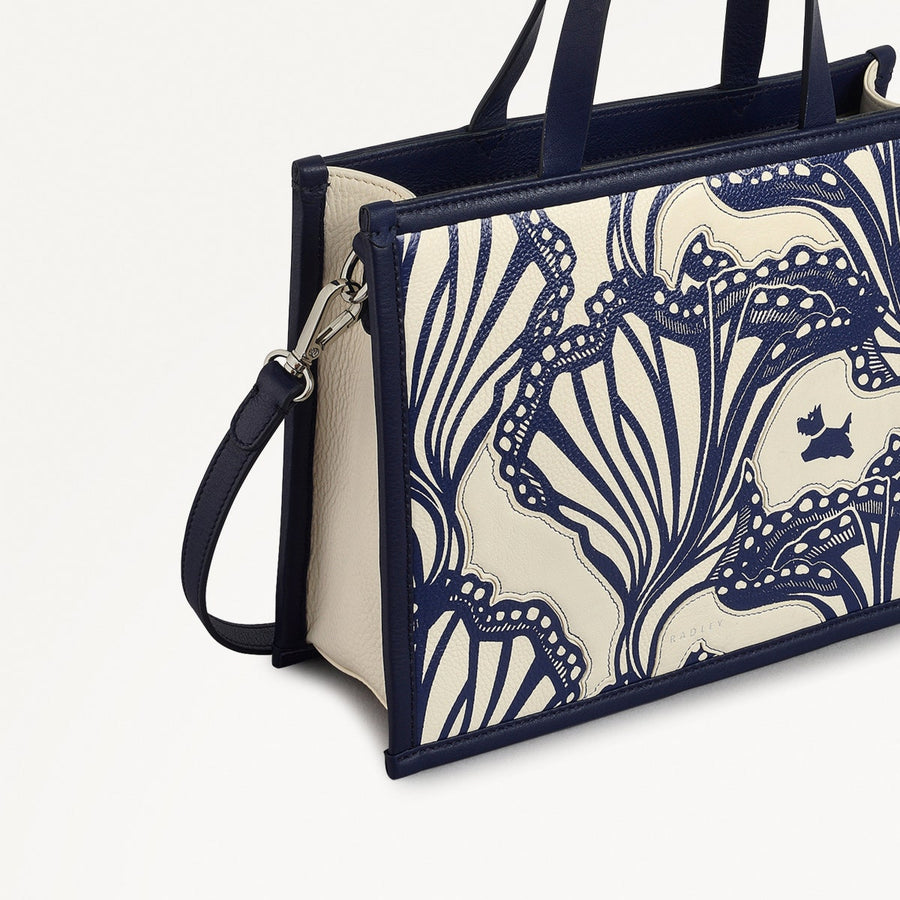 Under The Sea Leather Small Ziptop Grab Bag in Chalk - 111456