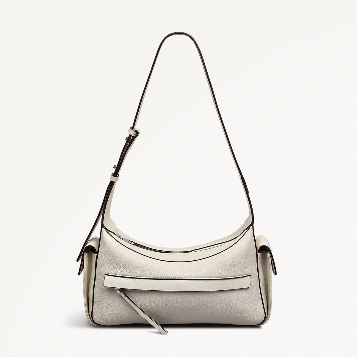 The Fitzrovia Leather Small Ziptop Shoulder Bag in Chalk - 111462