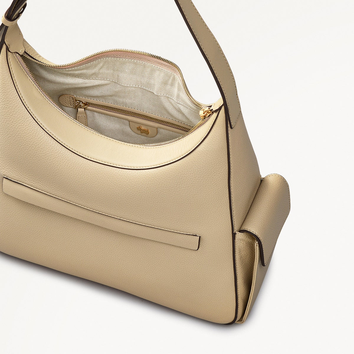 The Fitzrovia Leather Small Ziptop Backpack in Stone - 111465