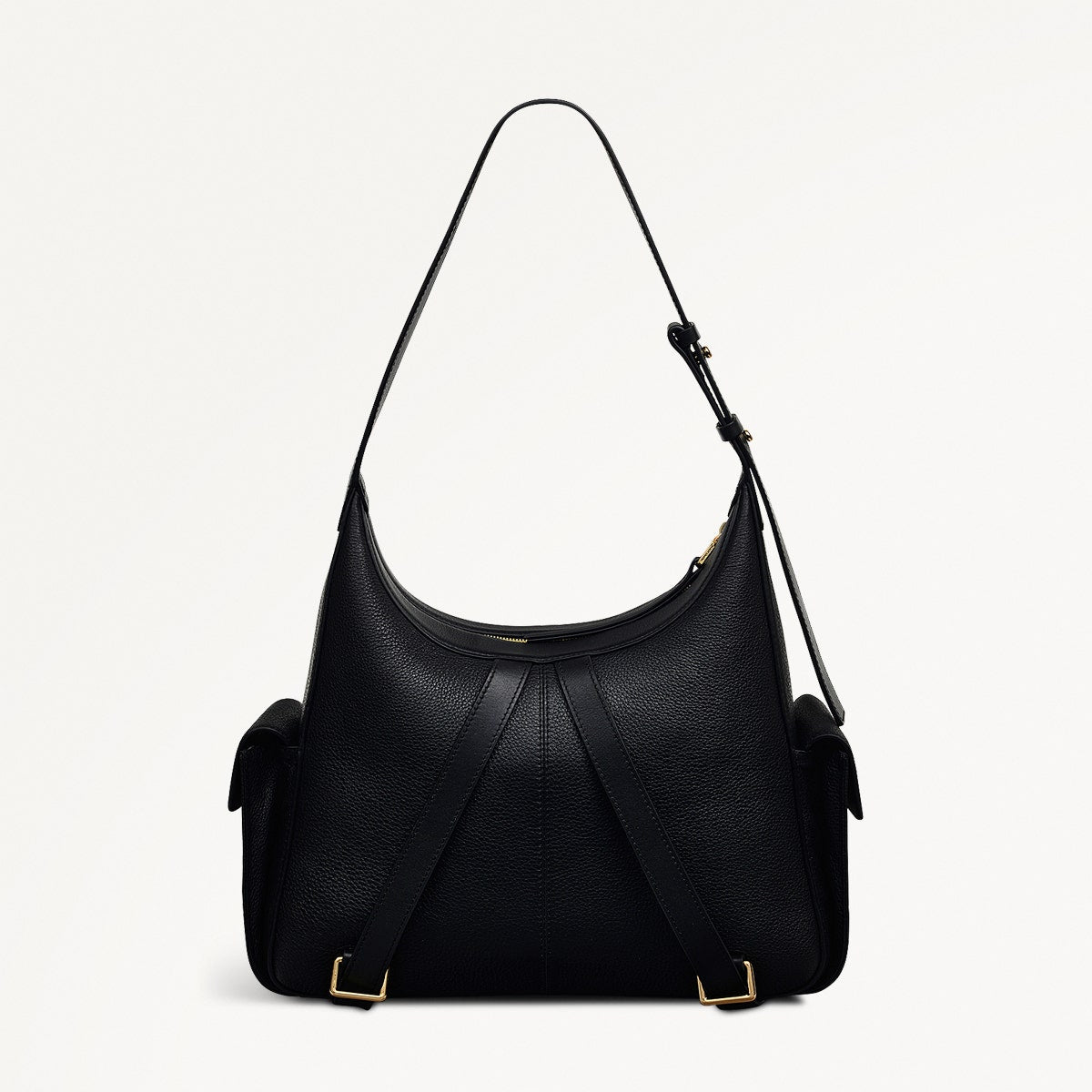 The Fitzrovia Leather Small Ziptop Backpack in Black - 111466