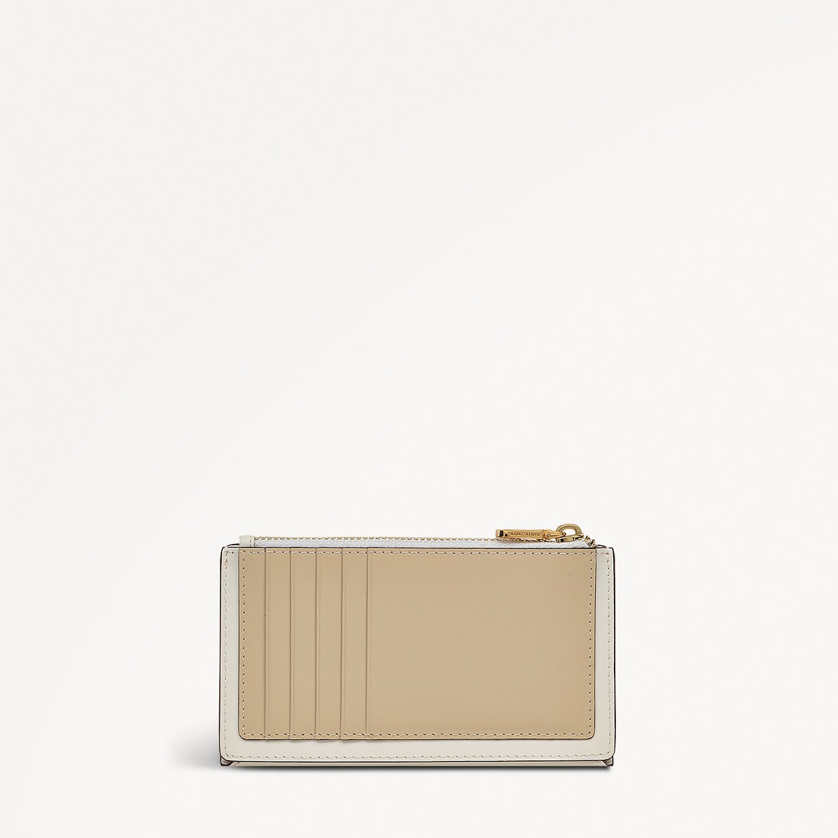 Coin Street Leather Medium Ziptop Wallet in Chalk - 111492