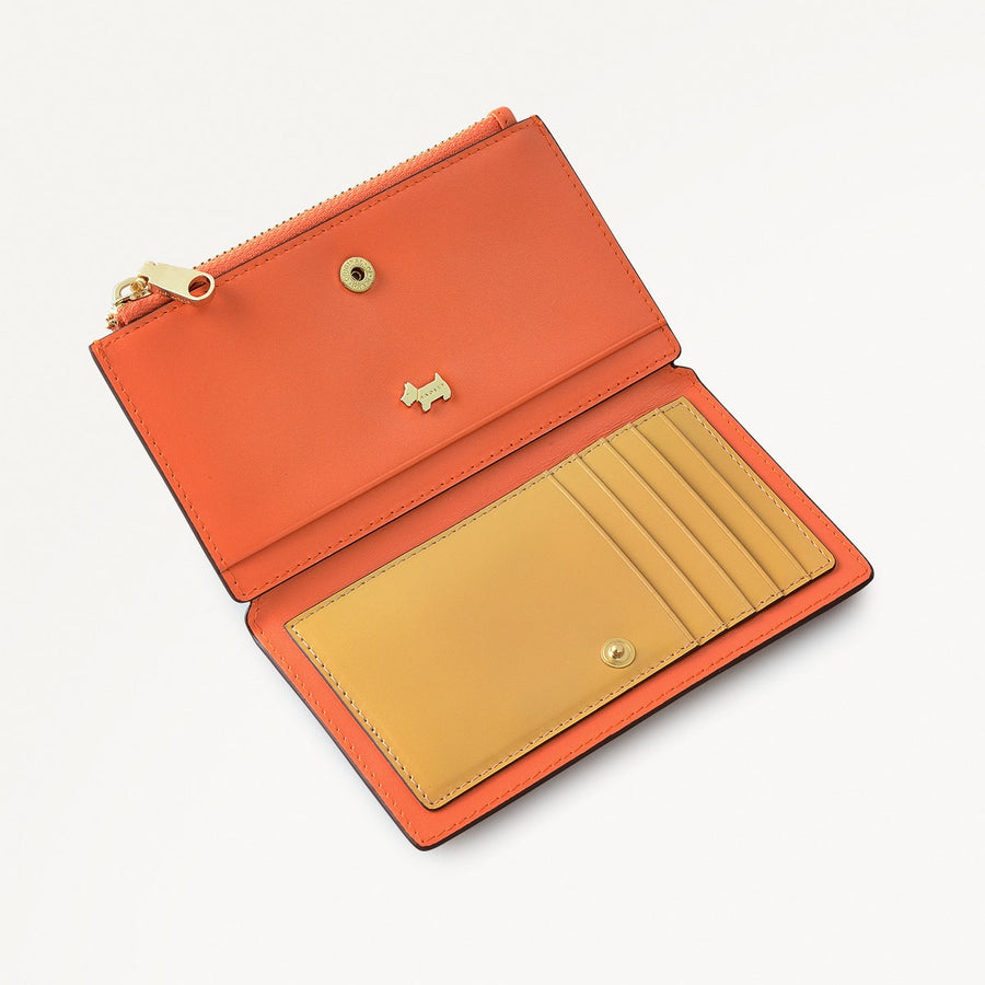 Coin Street Leather Medium Ziptop Wallet in Orange Peel - 111495