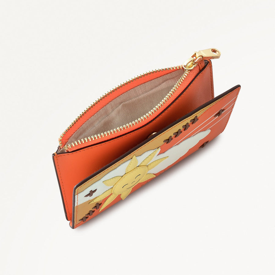 Coin Street Leather Medium Ziptop Wallet in Orange Peel - 111495