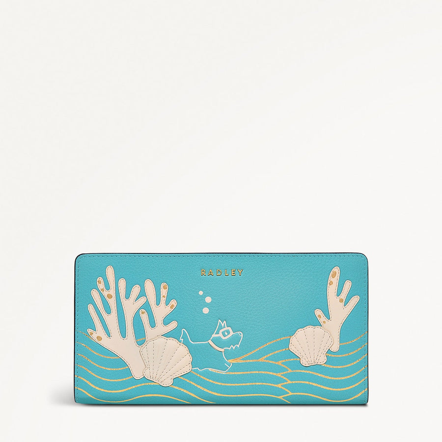 Coin Street Leather Large Ziptop Wallet in Maldives - 111509