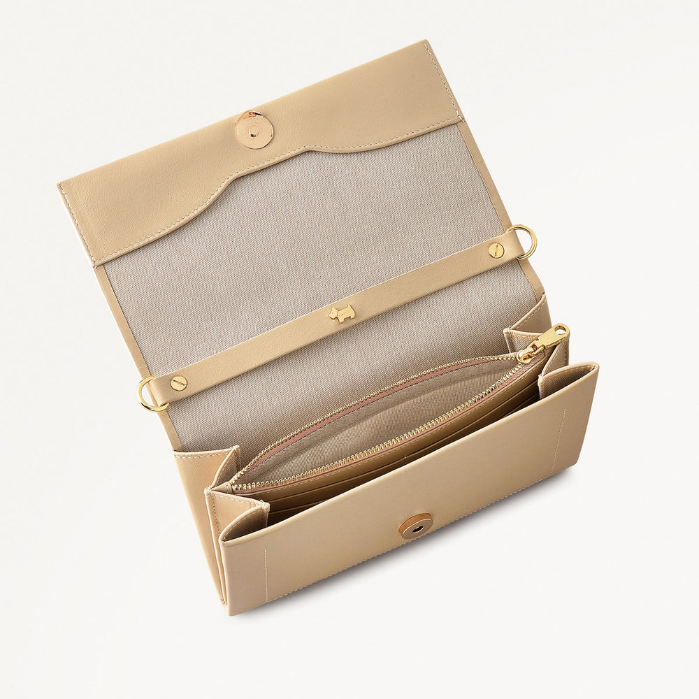 The Kensal Leather Large Phone Cross Body Bag in Stone - 111513