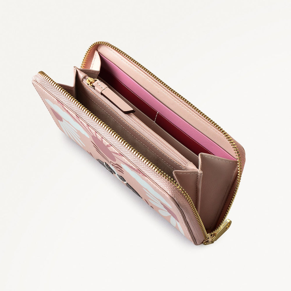 Rising Sun Leather Large Zip Around Wallet in Prairie Pink - 111525