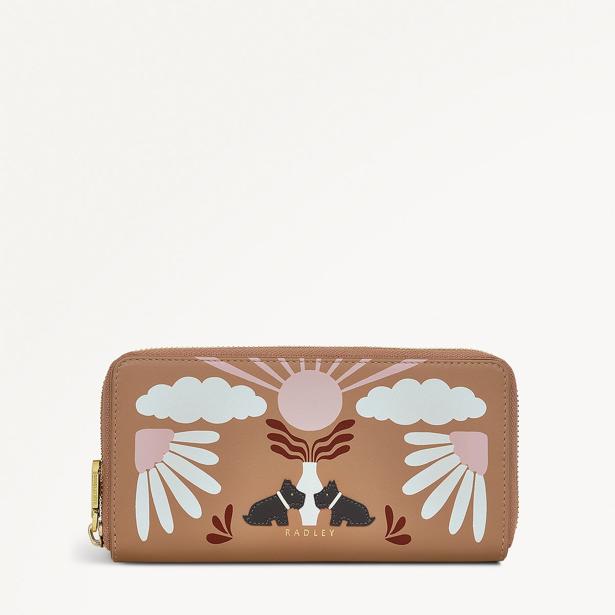 Rising Sun Leather Large Zip Around Wallet in Chai - 111526
