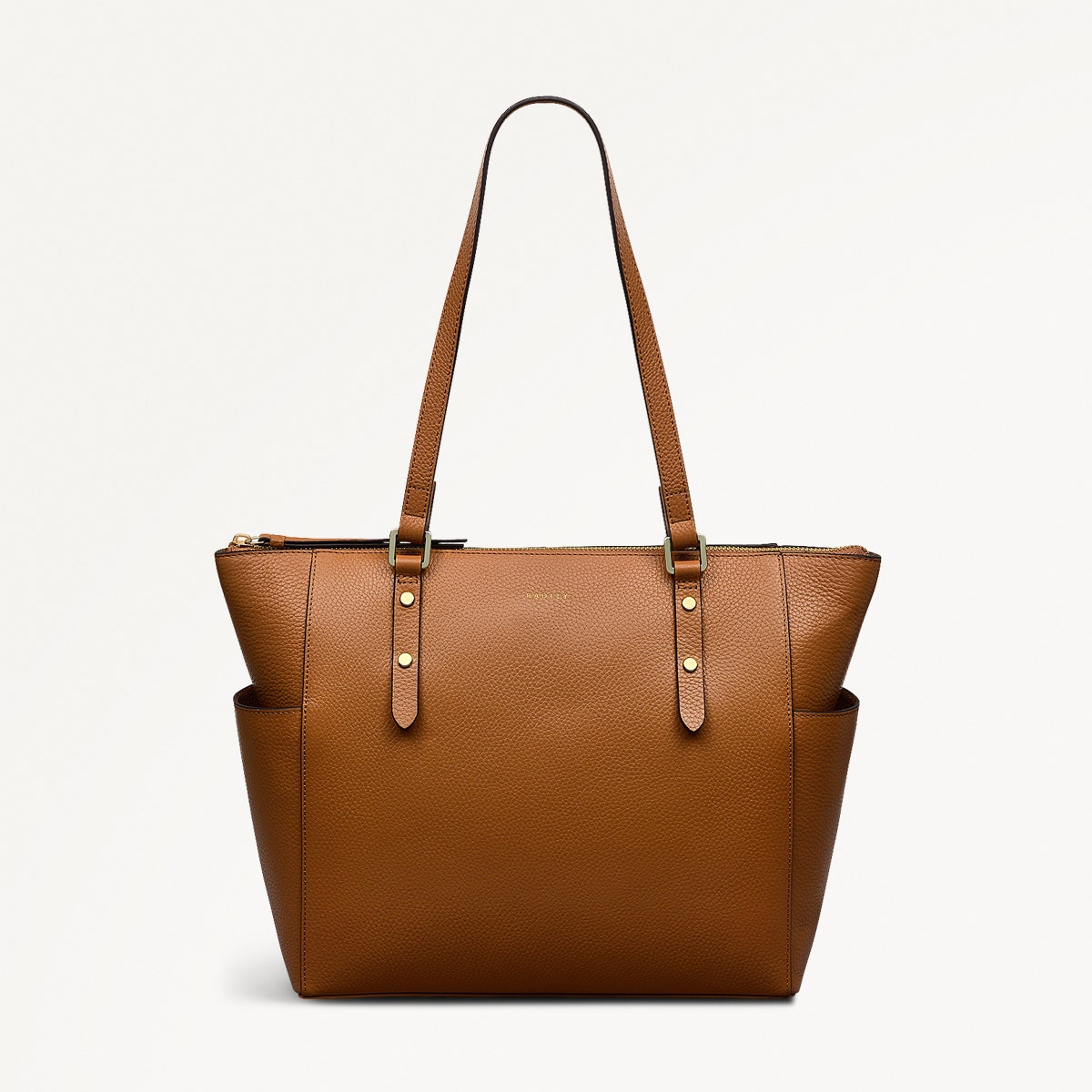Silk Street Leather Large Ziptop Shoulder Bag in Caramel - 111831
