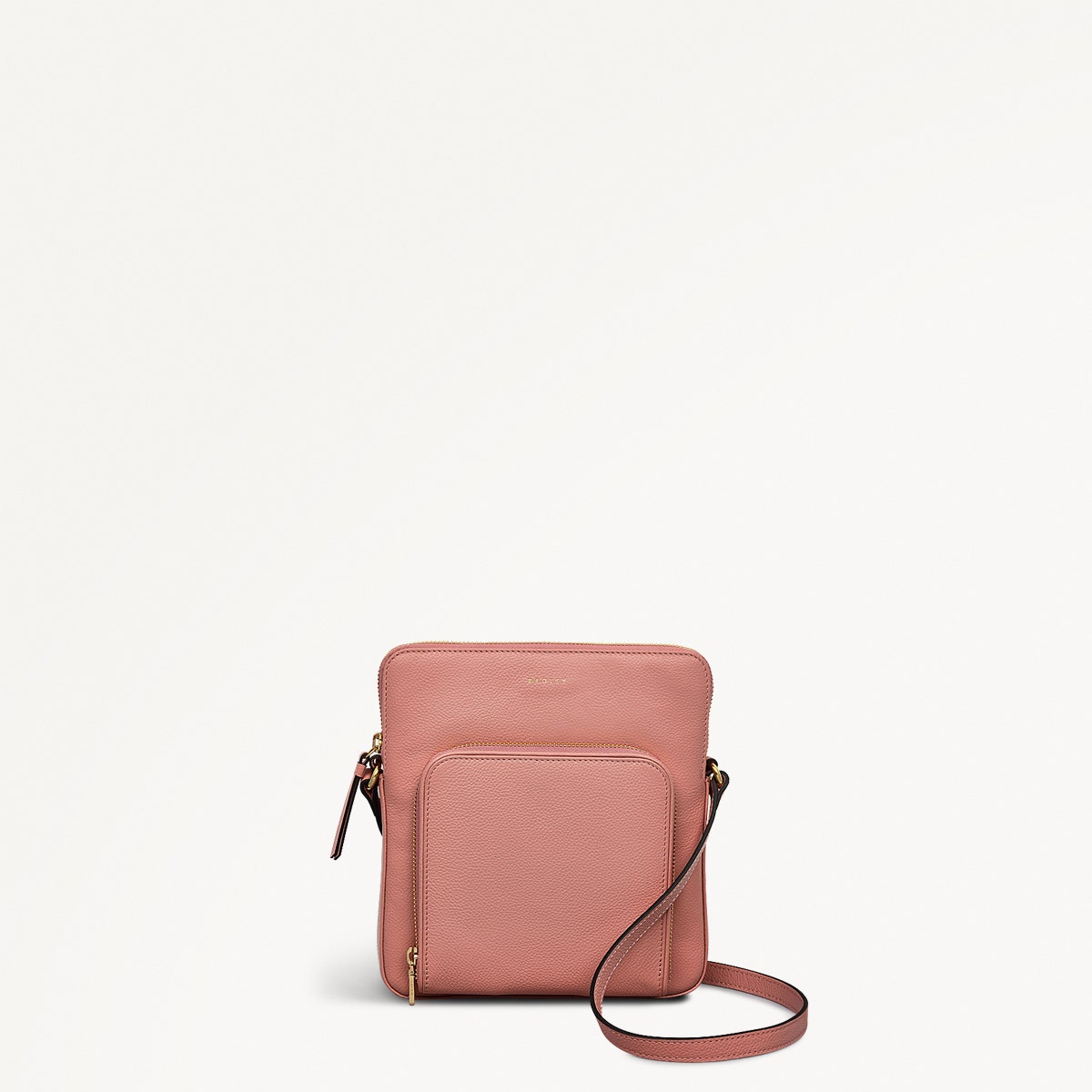 Redford Close Leather Medium Ziptop Cross Body Bag in Sienna Pink - 111841