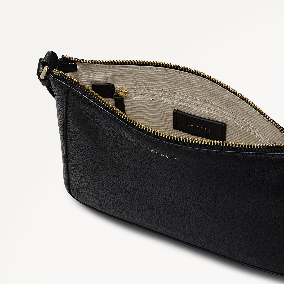 Kew Way Leather Small Ziptop Cross Body Bag in Black - 111881