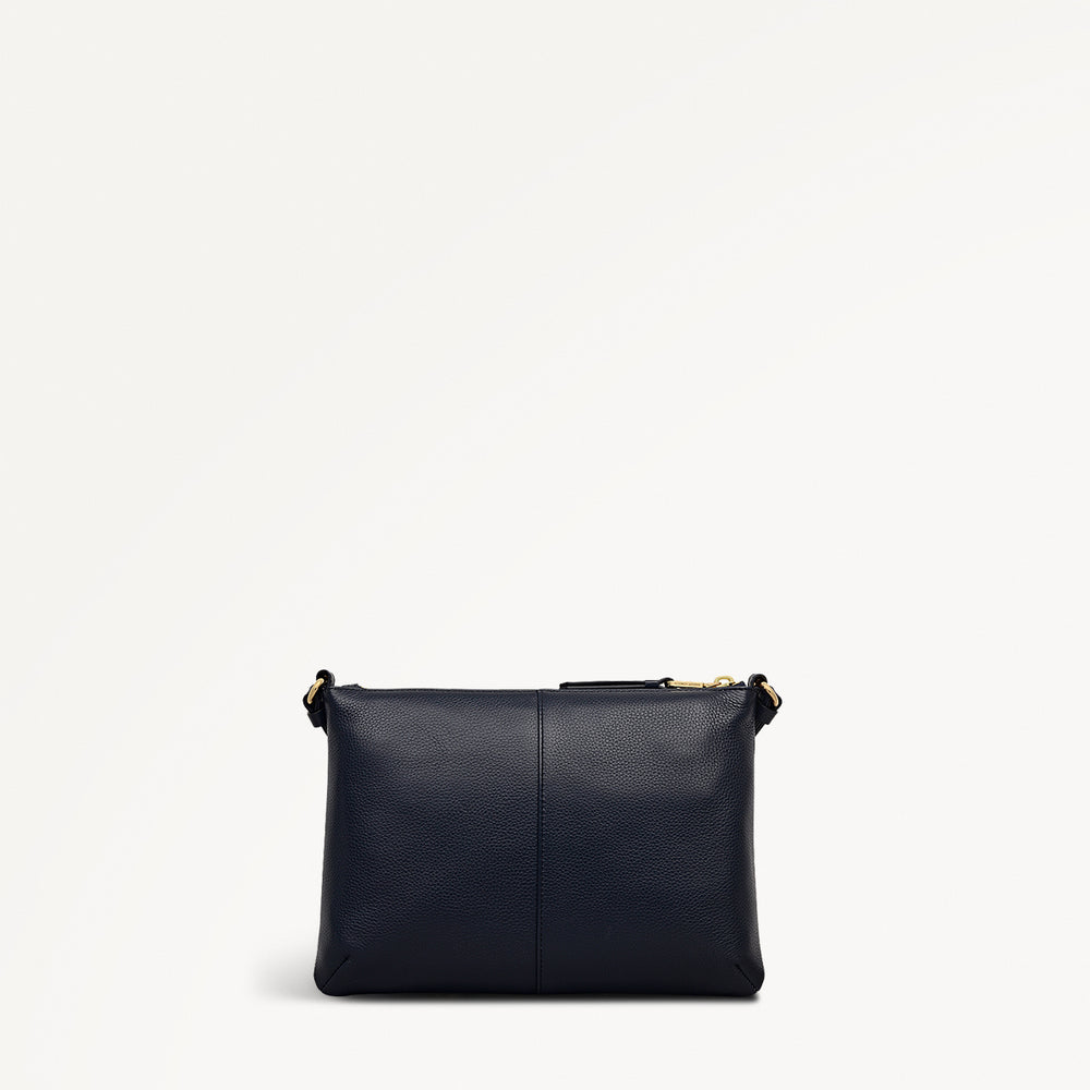 Kew Way Leather Small Ziptop Cross Body Bag in Ink - 111882