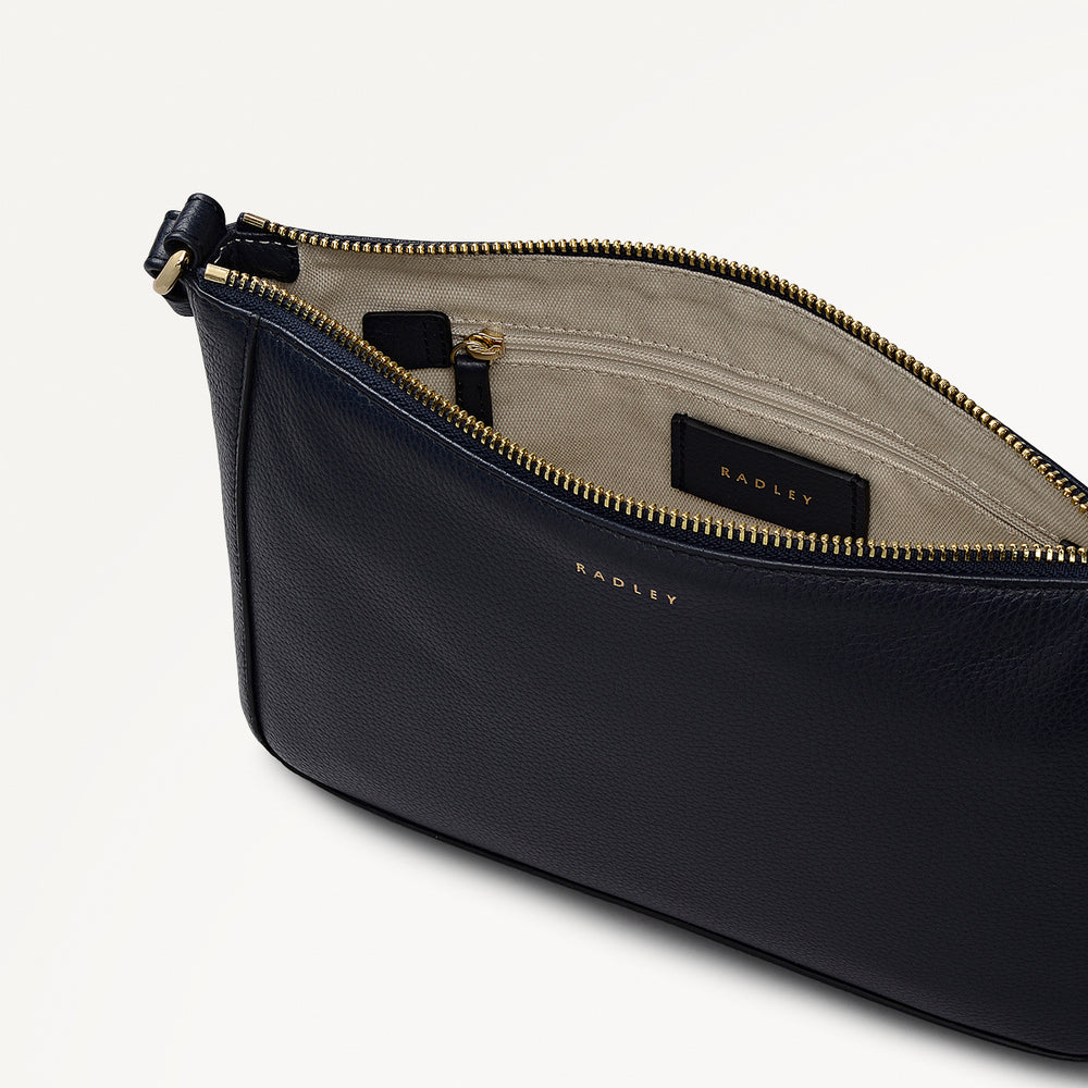 Kew Way Leather Small Ziptop Cross Body Bag in Ink - 111882