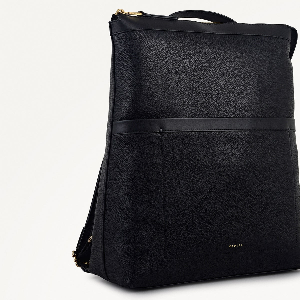 Alba Place Leather Large Ziptop Backpack in Black - 111902