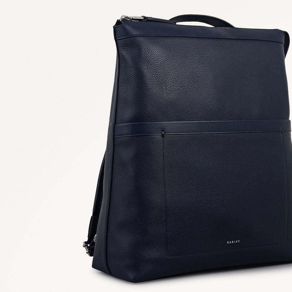 Alba Place Leather Large Ziptop Backpack in Ink - 111904