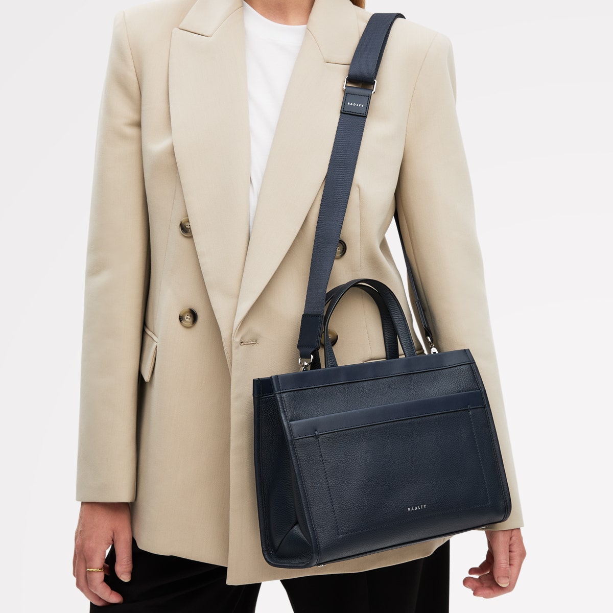 Alba Place Leather Small Ziptop Grab Bag in Ink - 111906