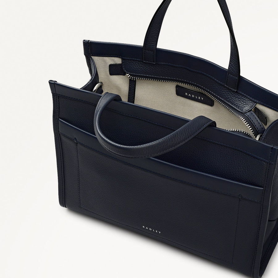 Alba Place Leather Small Ziptop Grab Bag in Ink - 111906