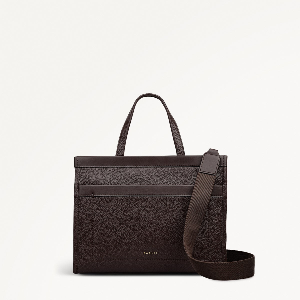 Alba Place Leather Small Ziptop Grab Bag in Dark Oak - 111908