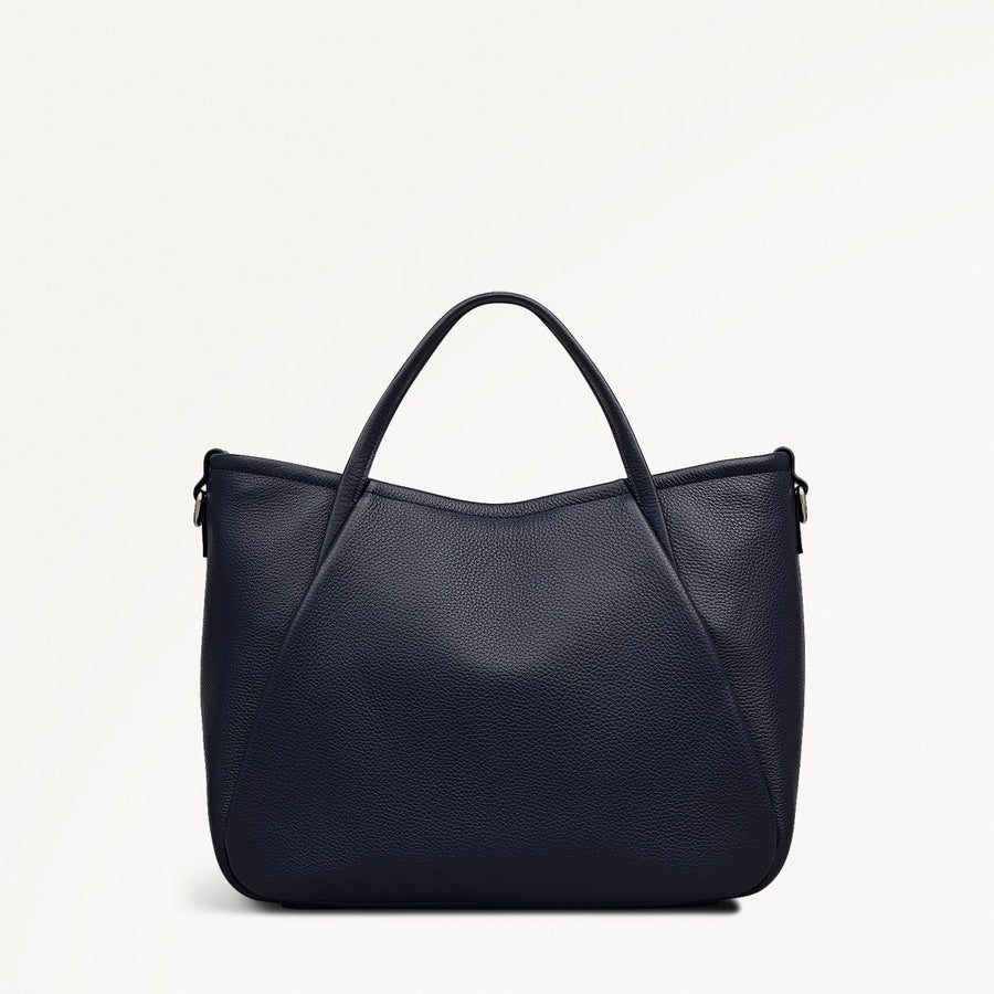 Eastney Street Leather Medium Ziptop Grab Bag in Ink - 111911