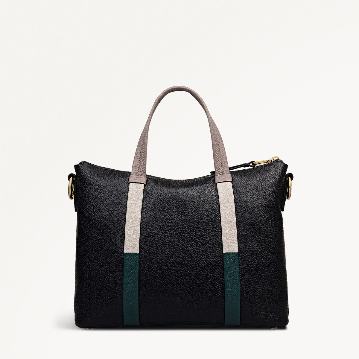 Waterloo Way Leather Medium Ziptop Grab Bag in Black - 111916