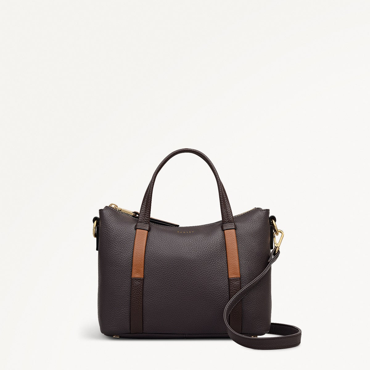 Waterloo Way Leather Small Ziptop Grab Bag in Thunder - 111920