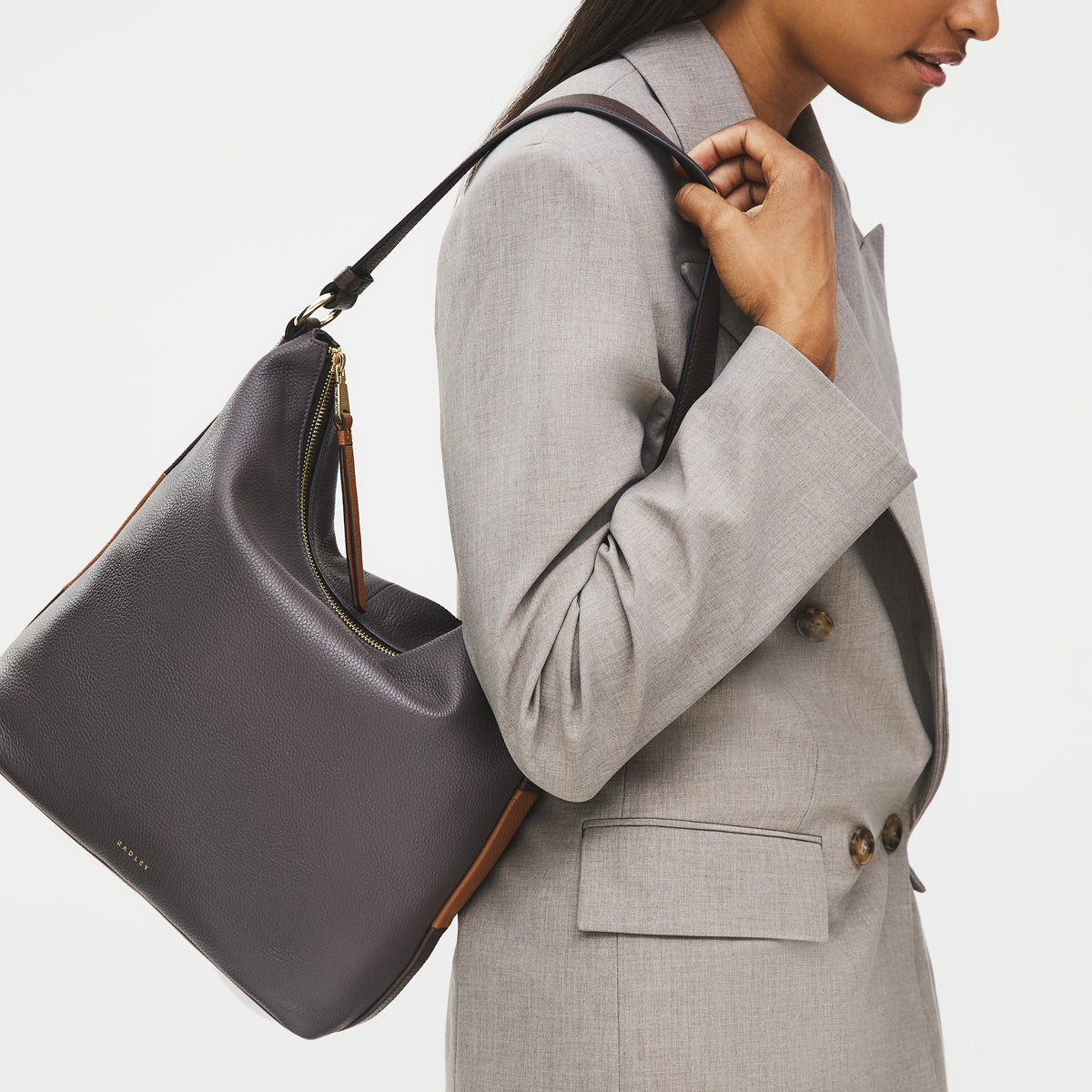 Waterloo Way Medium Ziptop Shoulder Bag in Thunder - 111926