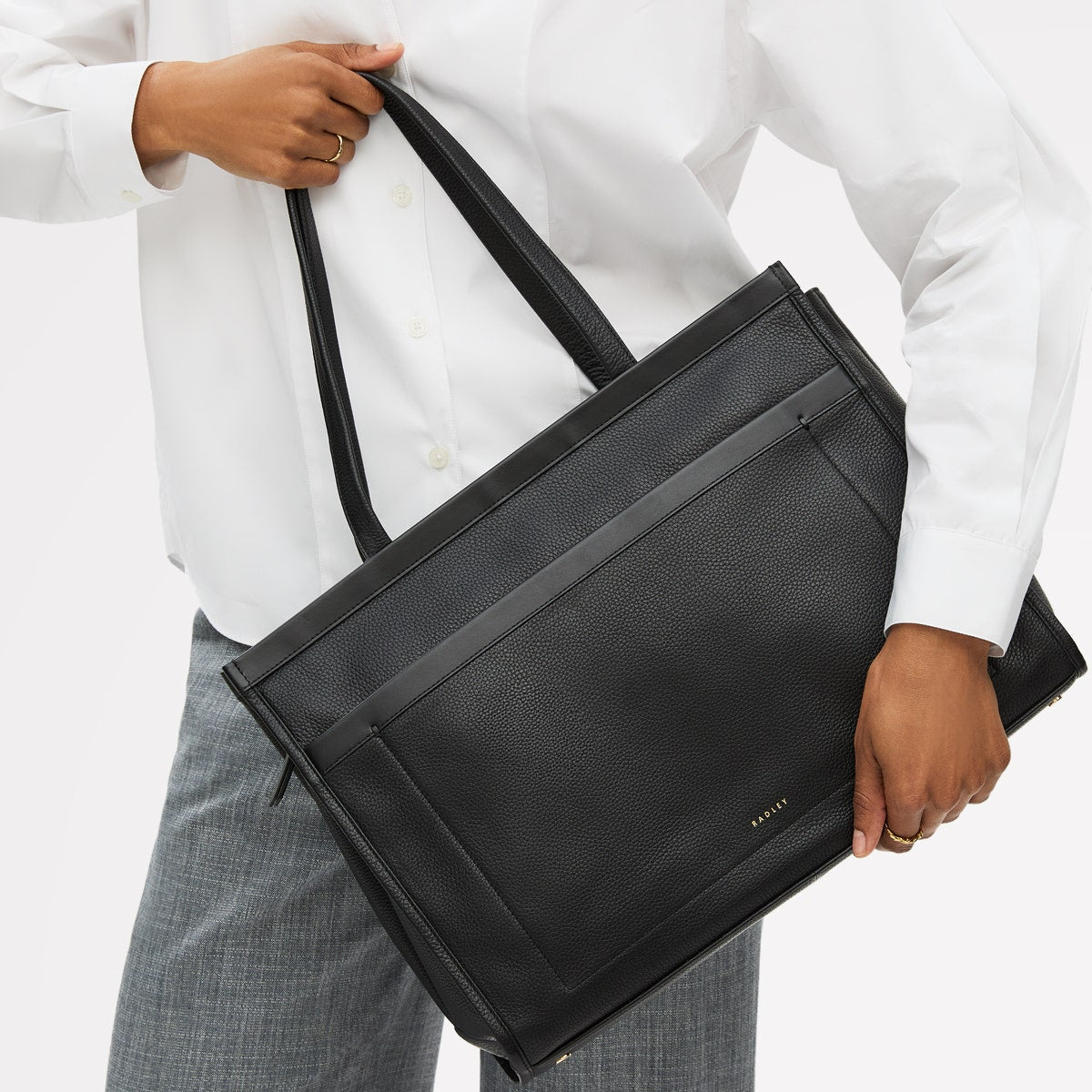 Alba Place Leather Large Ziptop Workbag Bag in Black - 111931