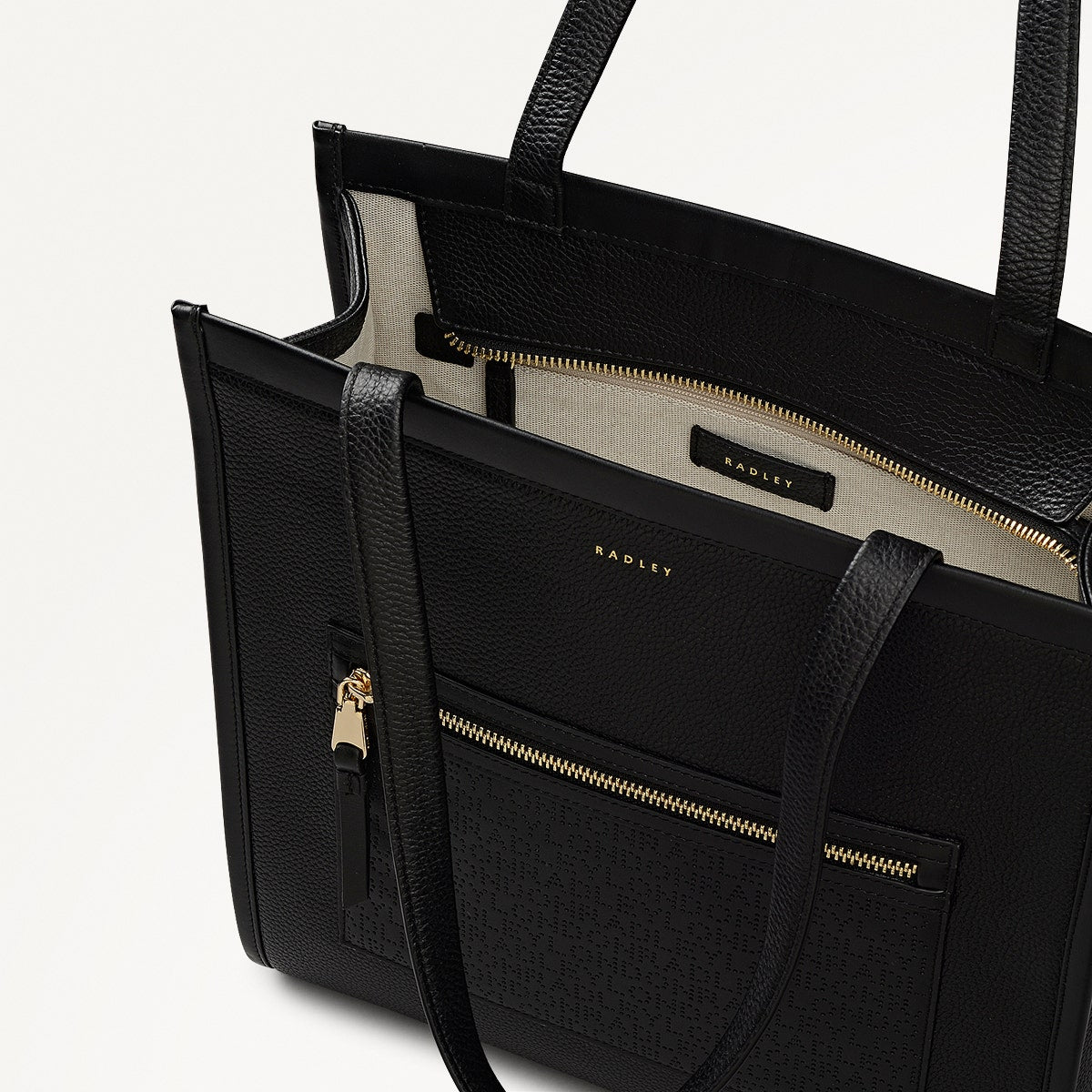 Alba Place Logo Medium Ziptop Tote Bag in Black - 111936