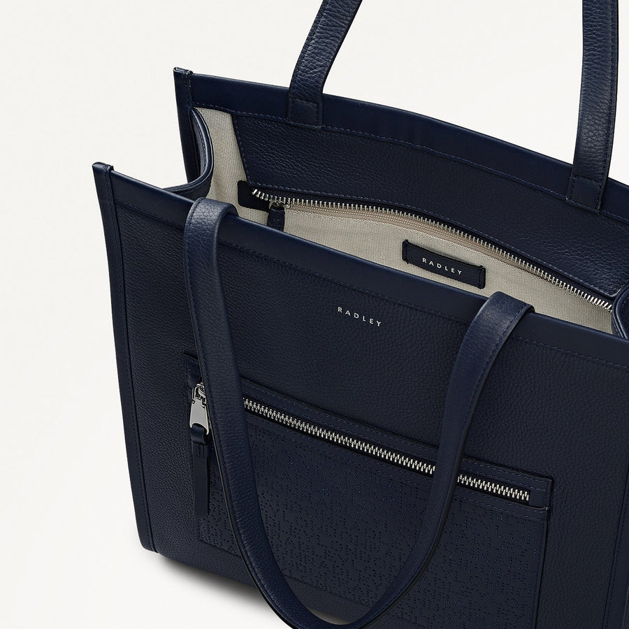 Alba Place Logo Medium Ziptop Tote Bag in Ink - 111937