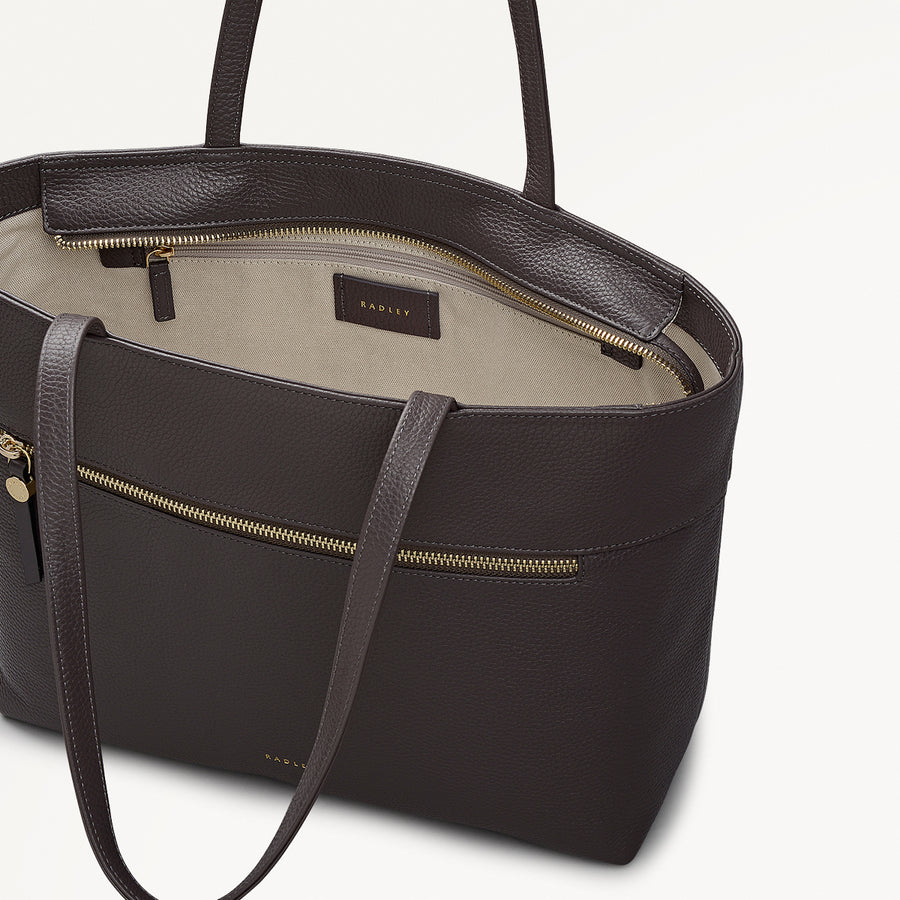 Fountain Road Leather Medium Ziptop Tote Bag in Thunder - 111963