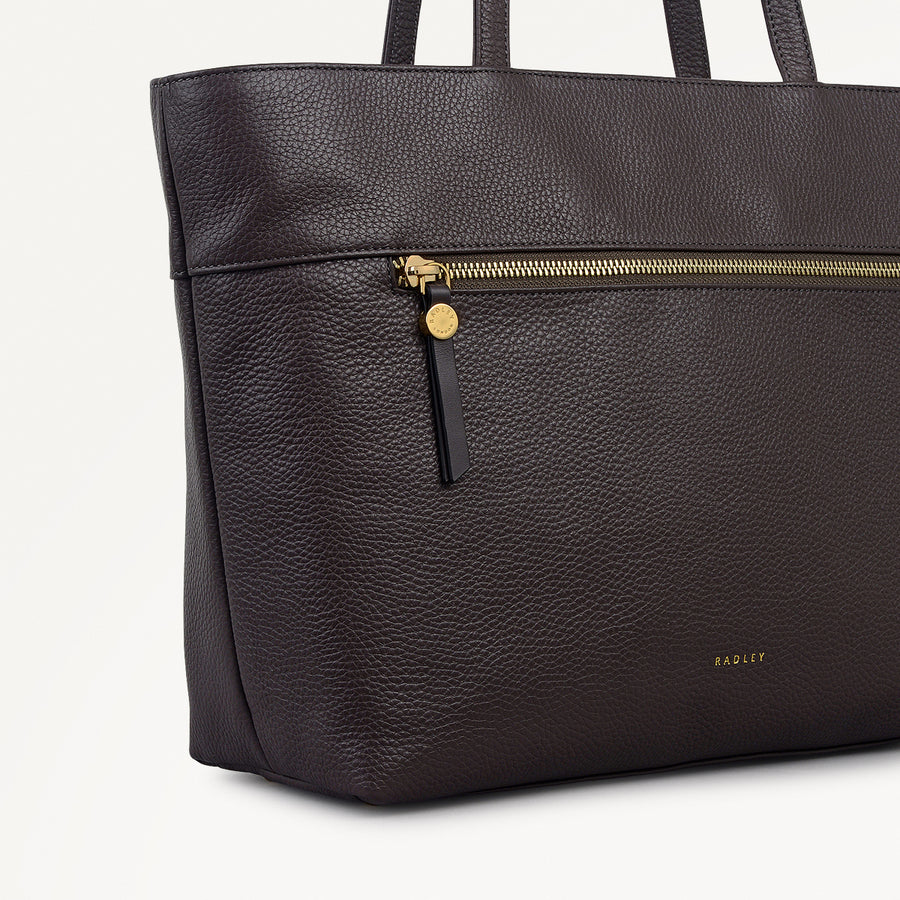 Fountain Road Leather Medium Ziptop Tote Bag in Thunder - 111963