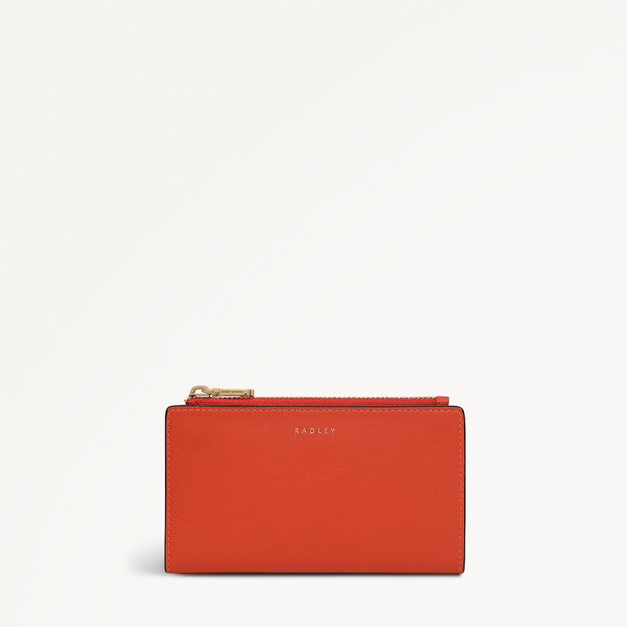 Coin Street Leather Medium Ziptop Wallet in Flame - 112090