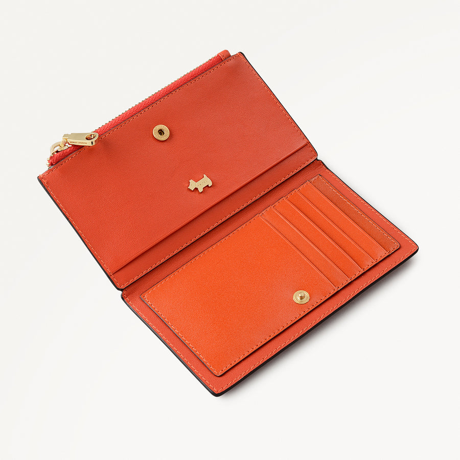 Coin Street Leather Medium Ziptop Wallet in Flame - 112090