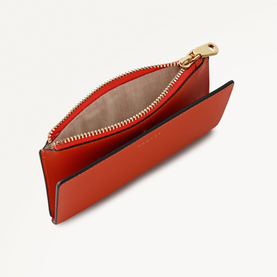 Coin Street Leather Medium Ziptop Wallet in Flame - 112090