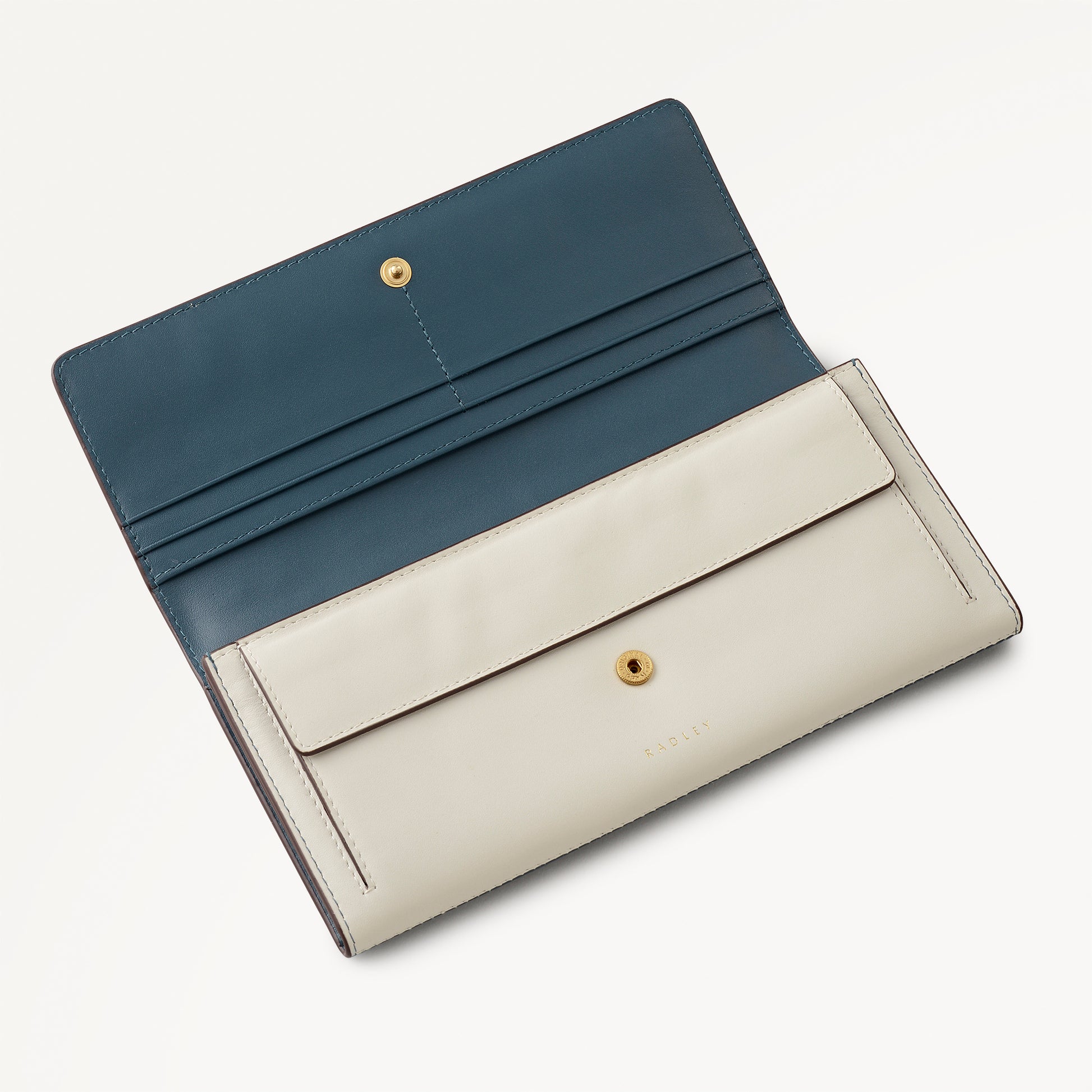 An Ice Day Leather Large Flapover Wallet in Teal - 112118